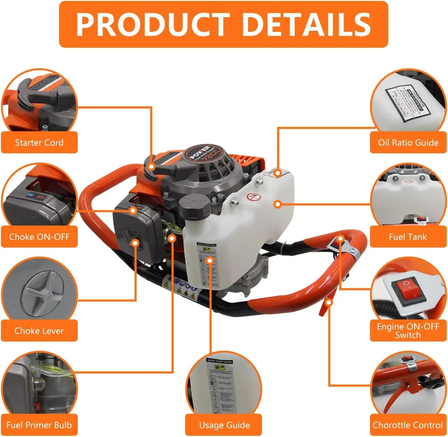 Post Hole Digger - -72CC Burgu Direği Delik Kazıcı, 2